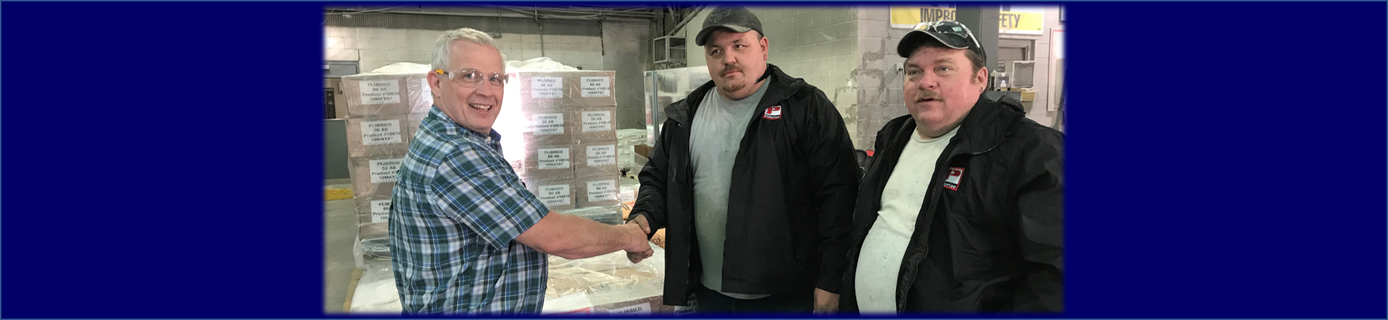 Plibrico Plant Manager Jeff Smith thanking two of the Oak Hill Safety Committee Members for their safe work practices